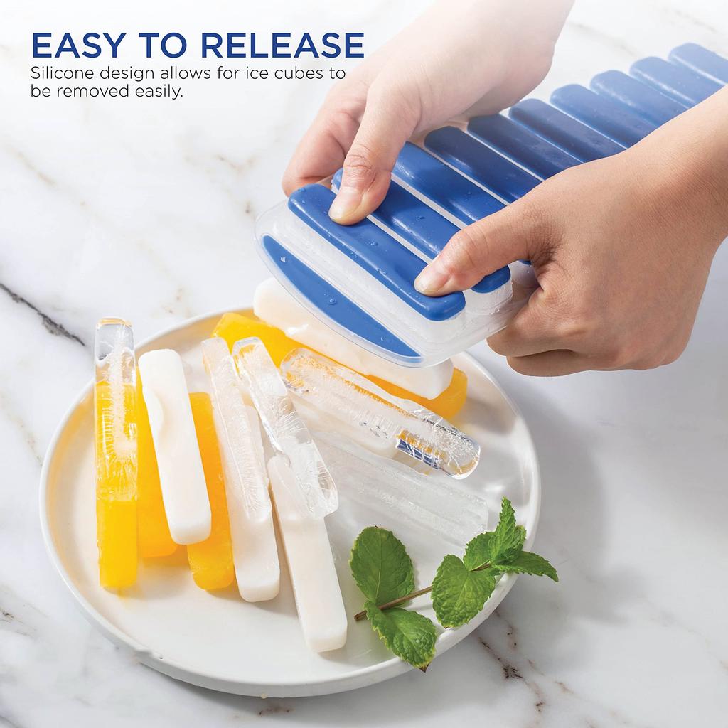 Silicone Ice Cube Tray with Lid Narrow Water Bottle Ice Cube Stick Pop Out for Quick Ideal for Water and Sports Bottles BPA-Free