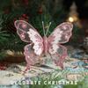3 ks Třpytivé flitrové ozdoby motýlů Umělý motýl Vánoční dekorace s klipy na vánoční stromek Věnec Sváteční dekorace