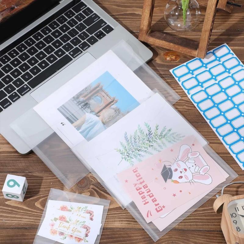 50 Pcs Die Cut Storage Bag Clear Plastic Envelopes Pockets Stamp Storage Pocket Die Cuts Pockets