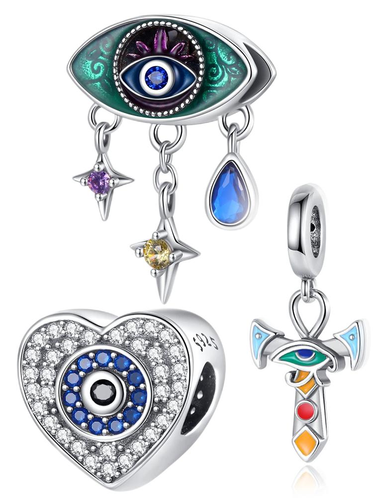 Charms Plata Heart Evil Eye Cross Beads Copper Plated For Charms Copper Plated Original Bracelet For Jewelry Making