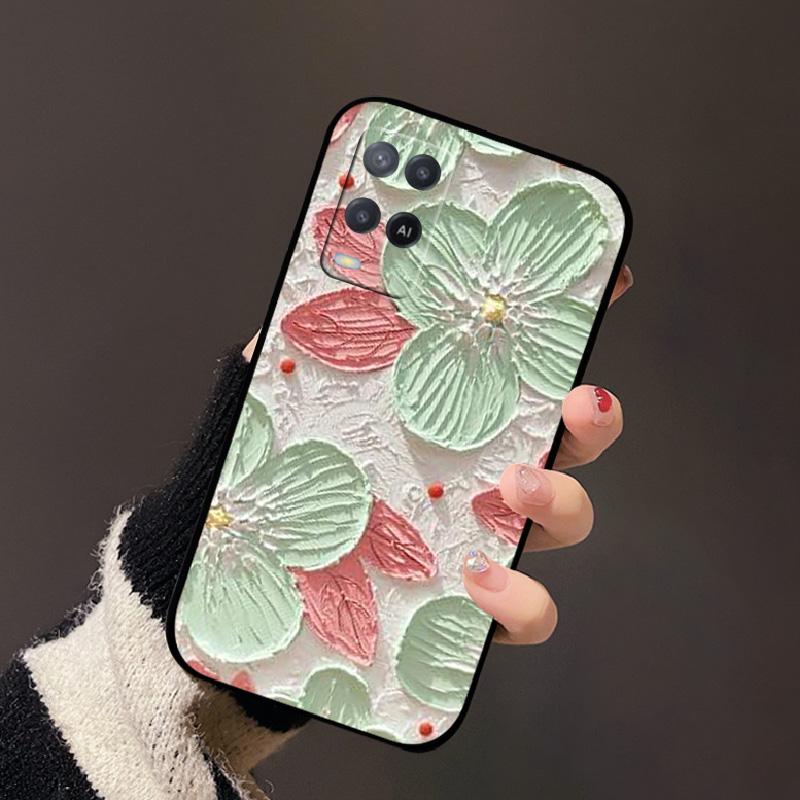 For Oppo A54 4G Case Black Silicone Soft TPU Shockproof Phone Cases For Oppo A54 Painted Phone Cover CPH2239 Protective Fundas