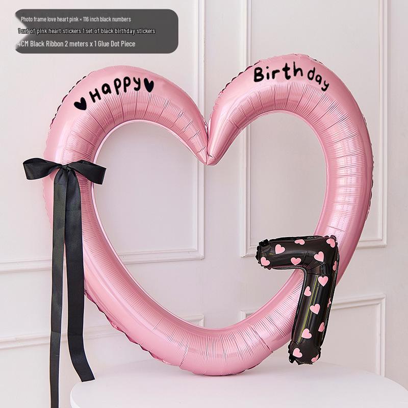 40-inch Pink Heart Balloon with Bow & Number for First Birthday Decoration