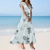 Boho Dress For Women Casual Loose Fit Summer Sundress Floral Print Dress With Pocket