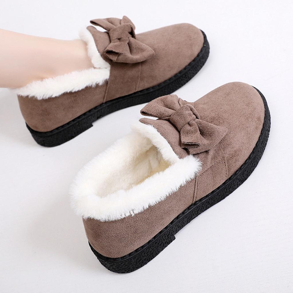 Winter new old north cotton shoes women's velvet thickened warm mother shoes short bow one pedal snow boots
