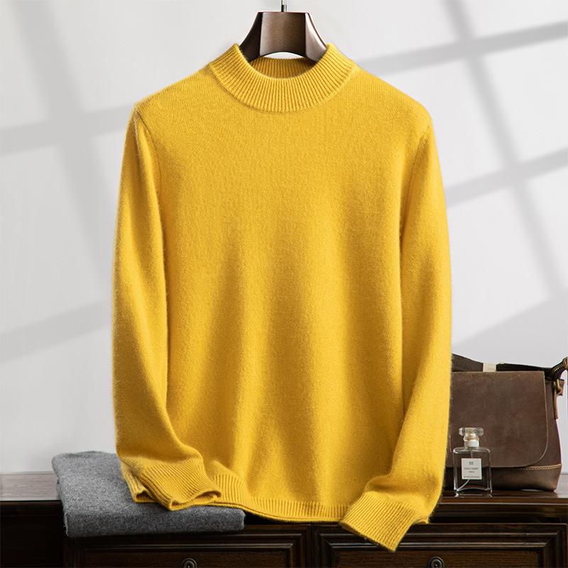 Cashmere sweater, semi-turtleneck sweater, loose and thickened long-sleeved bottomed knitted sweater, with a new top inside.