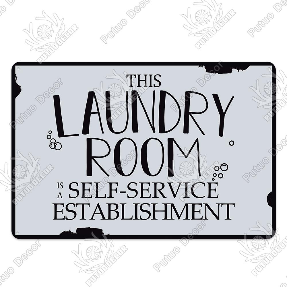 Putuo Decor Room Funny Plaque Metal Vintage Tin Sign Laundry Toilet Powder Retro Wall Art Poster for Home Man Cave Iron Painting