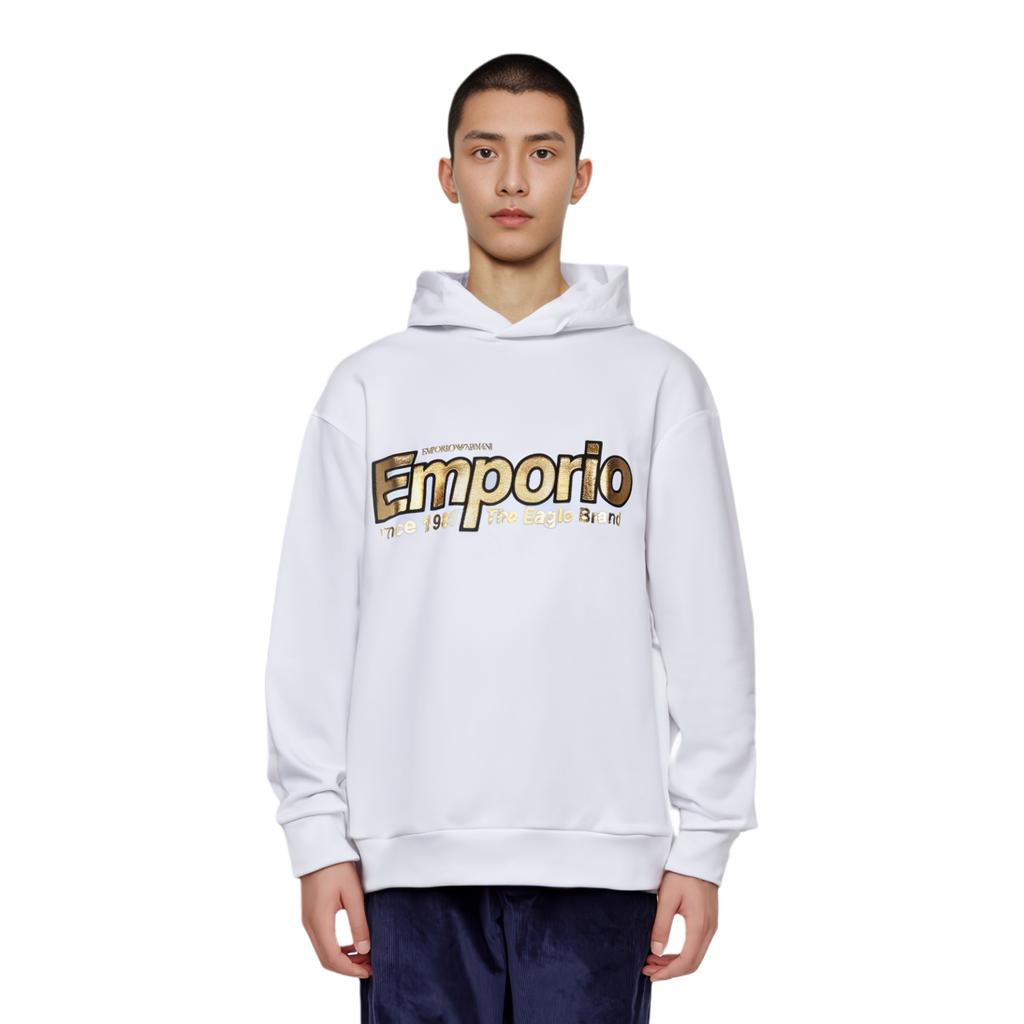 EMPORIO ARMANI Sweatshirts Men's White Hooded Moderate Regular 6G1MF8-1J07Z-0100