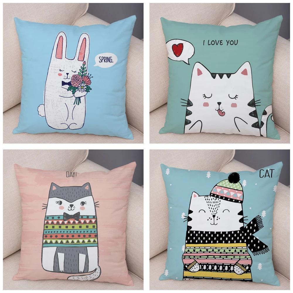 Colorful Pet Cat Decorative Pillowcase Office Living Room Car Ornaments Home Pillowcase