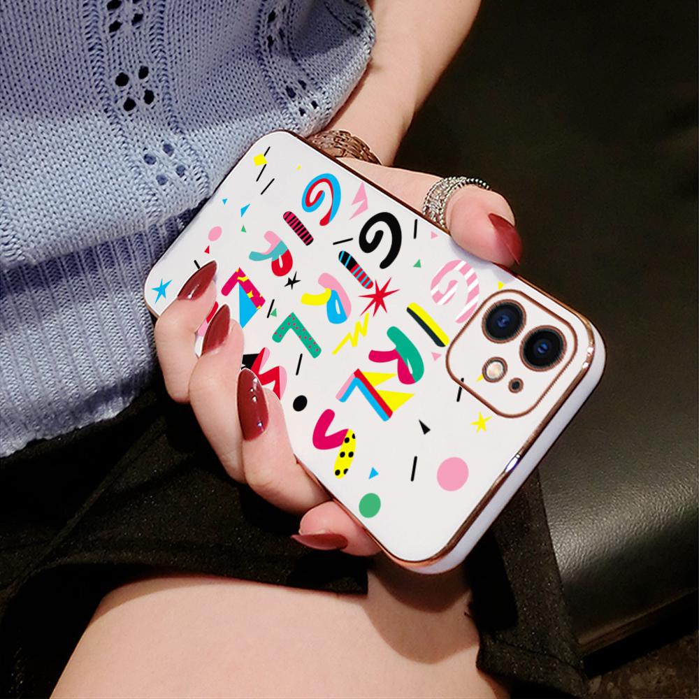 Bunte Druckmuster Quadratisches Randmuster Gehäuse Überzogene Telefonschale Luxus-Beschichtung Weiche Telefonhülle für iPhone Motorola Moto OnePlus Samsung