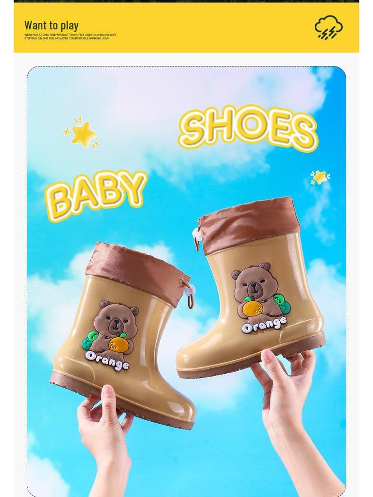 Wasserdichte gefütterte Gummistiefel für Kinder: Rutschfeste, kältebeständige Gummistiefel mit Kordelzug für Kleinkinder und ältere Kinder