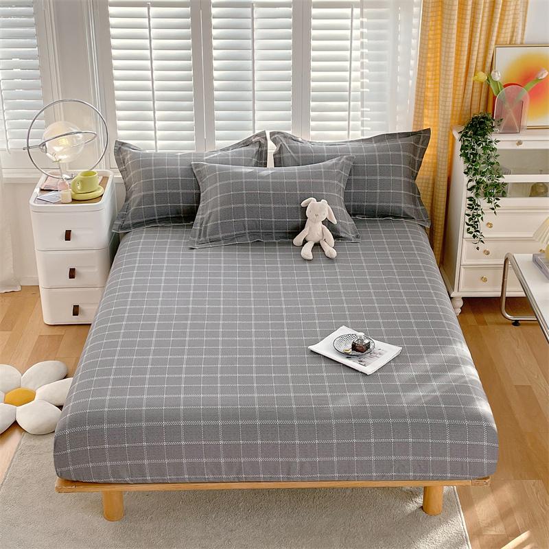 Blue White Floral Pattern Fitted Sheet Set Abstract Flowers Cotton Bedding Set Skin-friendly Non-slip Bedspread with Pillowcases