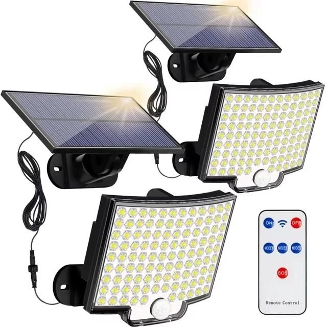106 LED Solar-Wandleuchte IP65 Wasserdicht Außen-Bewegungssensor Sicherheitslampe mit Fernbedienung und 3 Modi für Garten Garage Terrasse