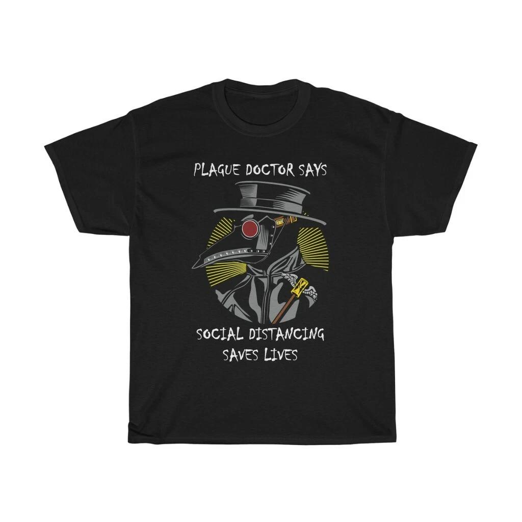 

Plague Doctor Says Social Distancing Saves Lives, Unisex Heavy Cotton T-shirt M