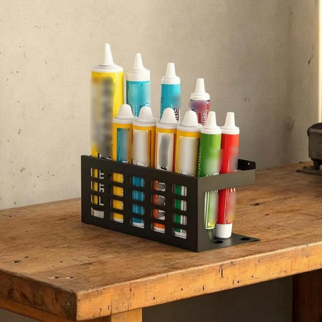 Silicone Holder with Shelf MultiHole Caulk Tube Organizer SpaceSaving Sealant for