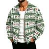 Men's Casual Corduroy Work Jacket with Pockets, Zip-Up Long Sleeve Coat, Christmas Print