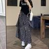 Fustă Retro Coreeană Mică Florală Femei Vară Nouă Despicătură Laterală Elastic Talie Înaltă Rochie A-line Rochie Tort