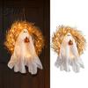 Haunted House Party Setting 68cm Halloween Glowing Ghost Wreath Door Hanger Light Up Spooky Unique Hanging Accessories Garland with Pumpkin Festive