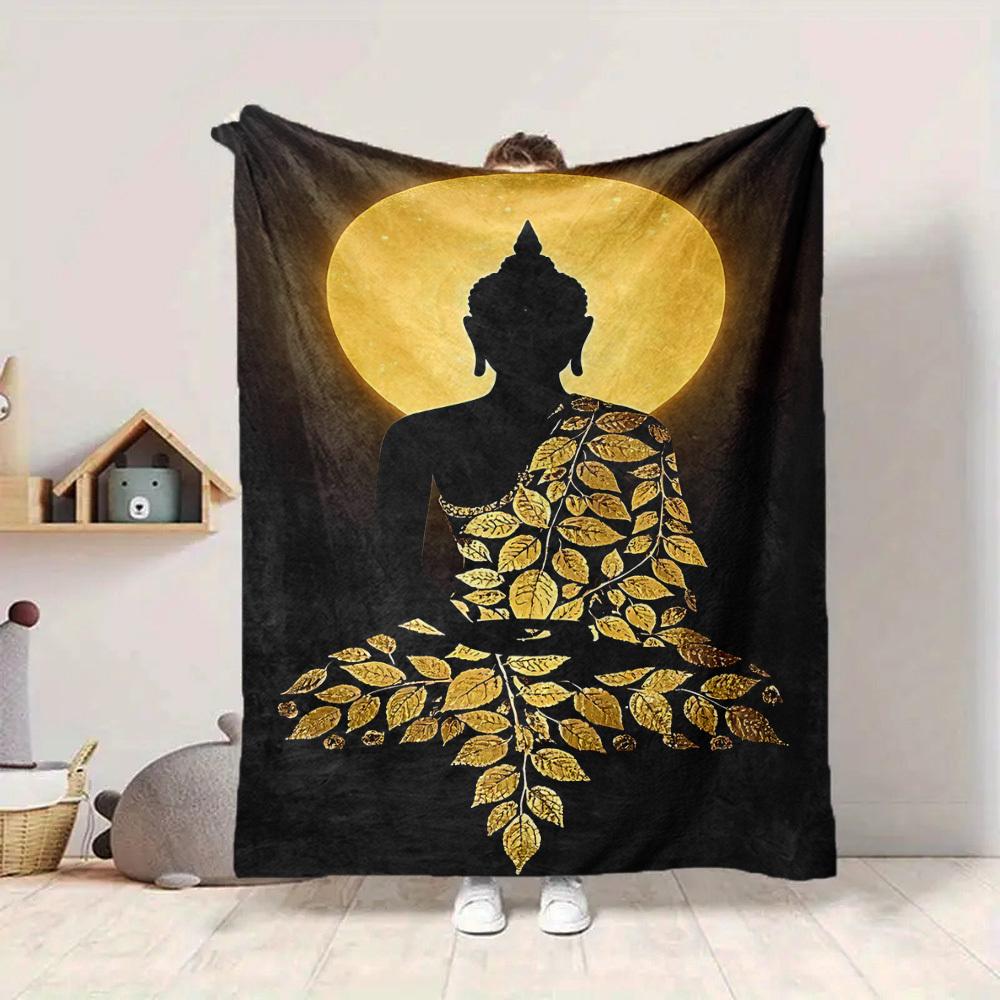 1pc Buddha Moon Blanket, Lightweight Flannel Throw Blanket for Sofa, Bed, Travel, Camping, Living Room, Office, Couch, Chair, and Bed