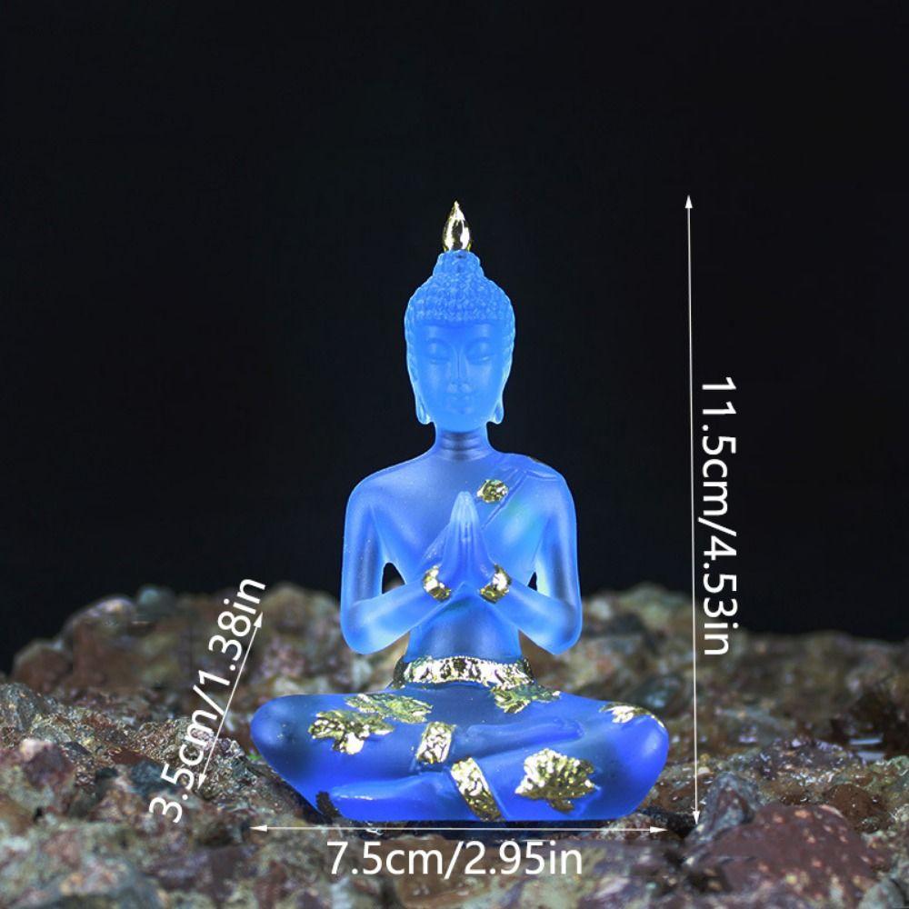 Handmade Sitting Buddha Statue Transparent Mini Buddhism Ornament Resin Buddha Figurines  Home