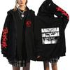 Berserk Anime Hooded Zip-Up Sweatshirt Men Oversized Fleece-Lined Pullover With Drawstring Cap Side Pockets