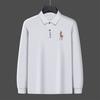 Embroidered Men's Polo Shirt Solid Color Autumn New Lapel Middle-Aged People's Long Sleeve T-shirt