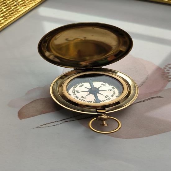 Push Button Pocket Compass Brass Polishing 5.08 cm