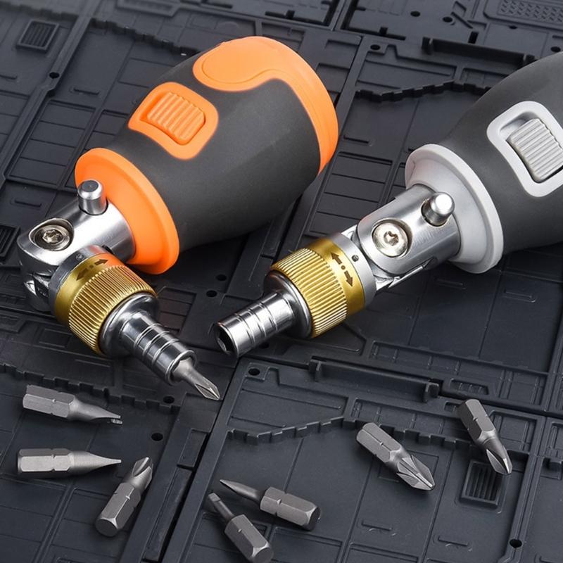 8-in-1 Mehrwinkel-Klappbarer Ratschenschraubendreher-Satz 180° Drehbarer Schraubendreher Arbeitssparender Handwerkzeug Wartung Reparatur