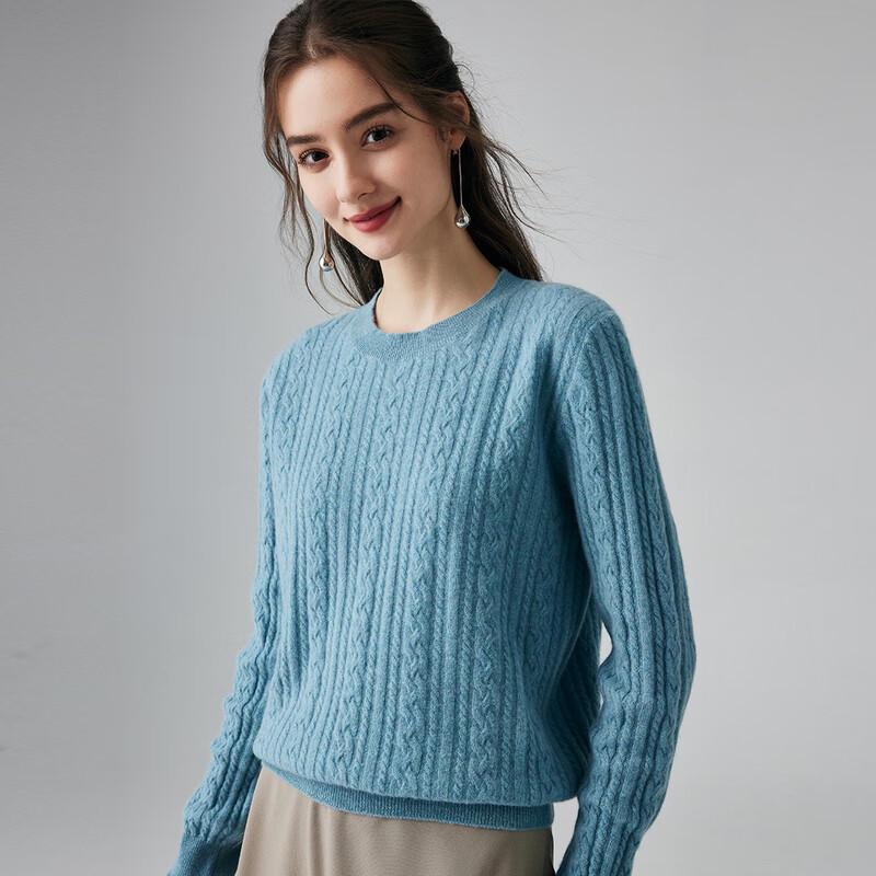 Women's 6.2G Round Neck Pure Cashmere Cable Knit Sweater