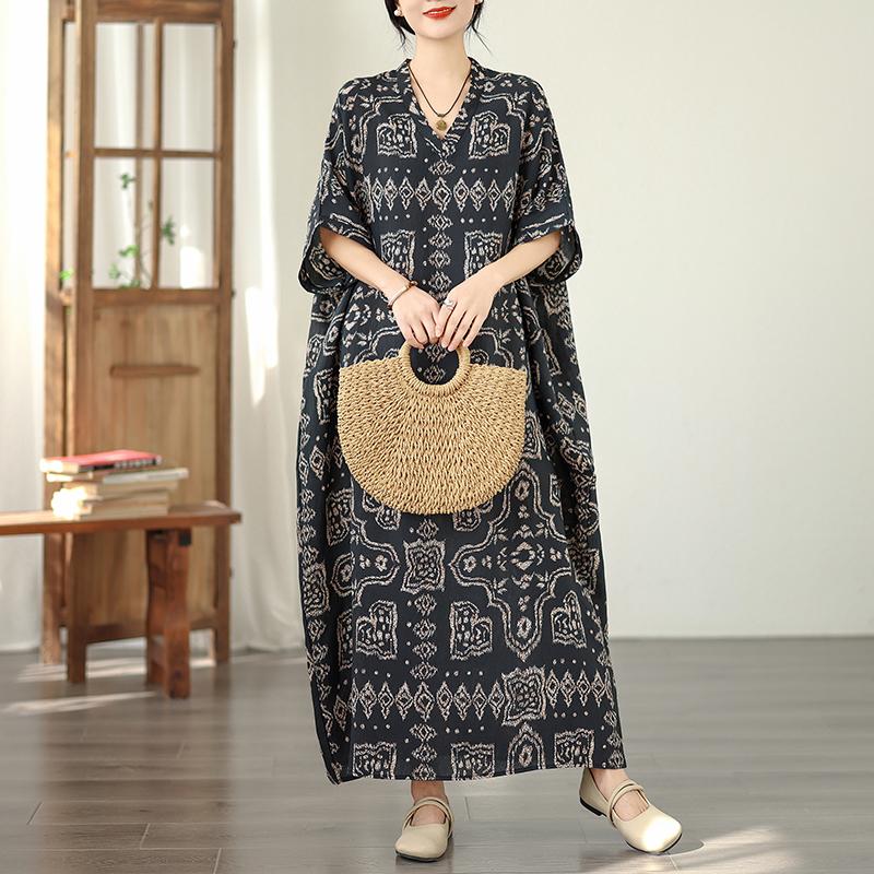 DIMANAF New Women Plus Size Spring Summer Beach Vintage Lady Long Dress Loose Oversize Maxi Floral Print 2026