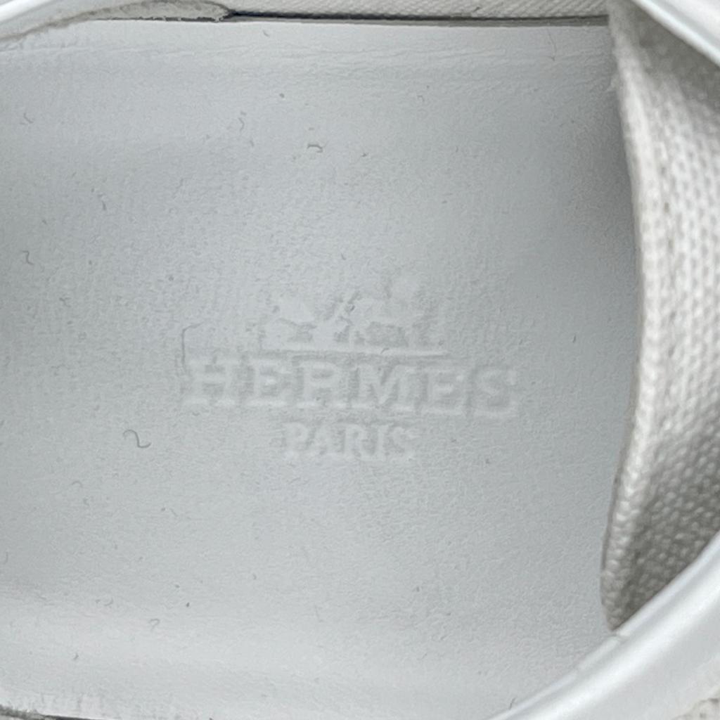 Tolle HERMES Low-Cut-Sneaker Innocent Logo Stickerei weißes Canvas Damen 37 241180Z Gebraucht