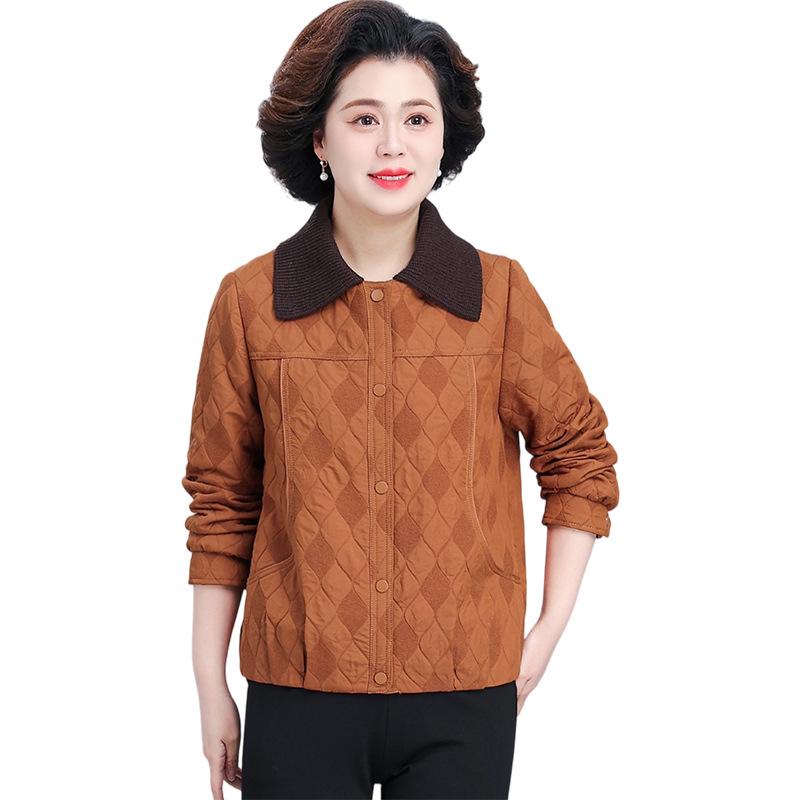 50s Inspired Petite Women's Spring/Autumn Jacket – Short Style Lapel Top for Middle-Aged & Elderly Noble Ladies