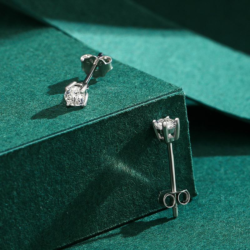 Modian Moissanite Ädelsten Klar D Färg 925 Sterling Silver Små Tiny Bländande Stud Örhängen För Kvinnor Bröllop Fina Smycken