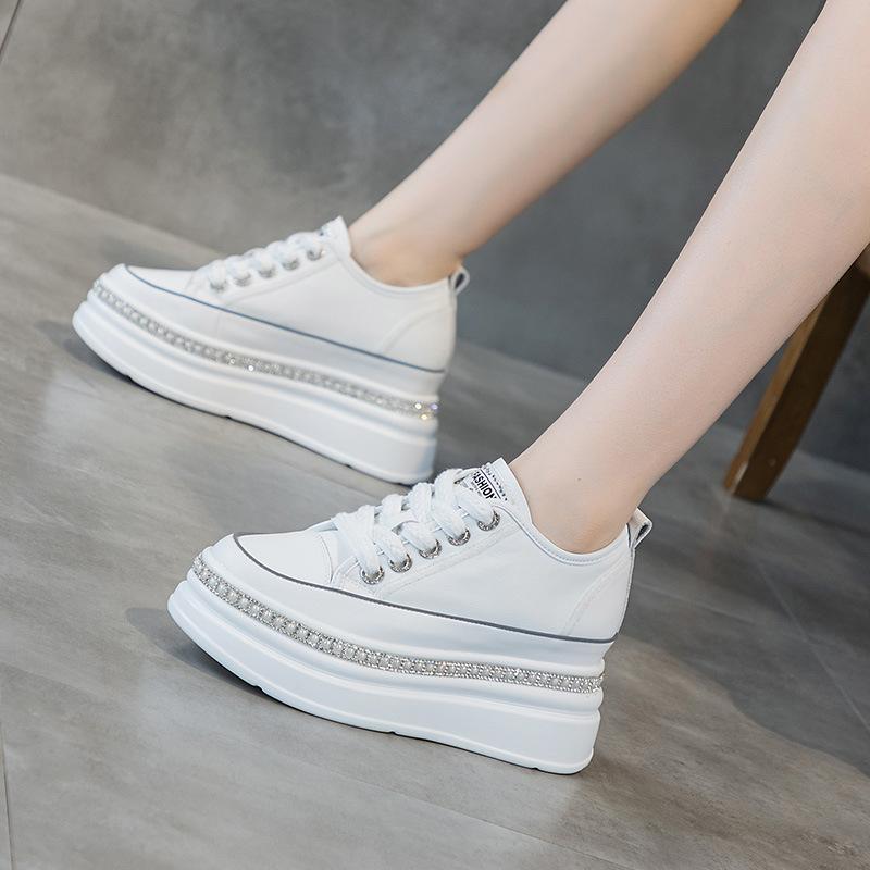 Little white shoes women's shoes 2025 new spring shoes thick-soled versatile casual muffin bottom sports leather women's shoes board shoes
