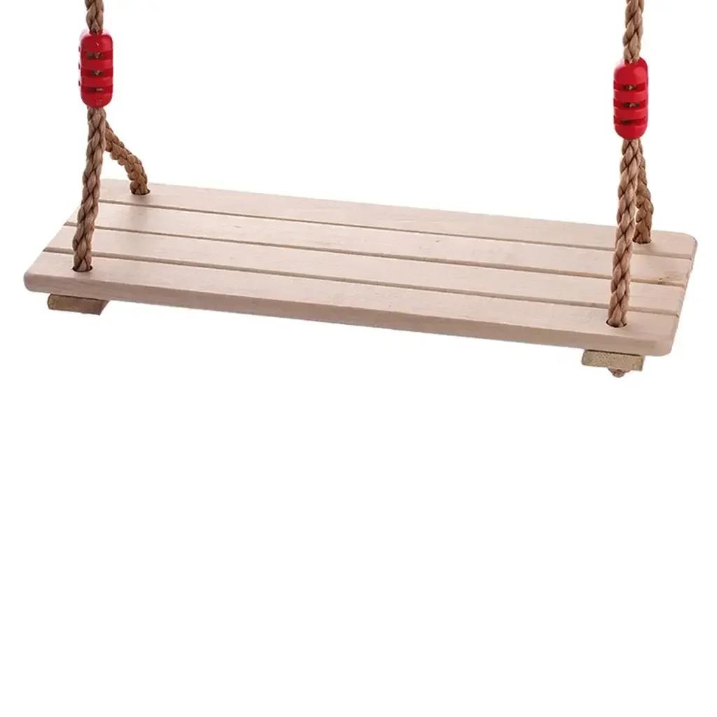 Pastoral Wooden Board Swing High-Quality Length Adjustable Rope Safe Durable Indoor Outdoor Home Garden Play Equipment Fun Toy