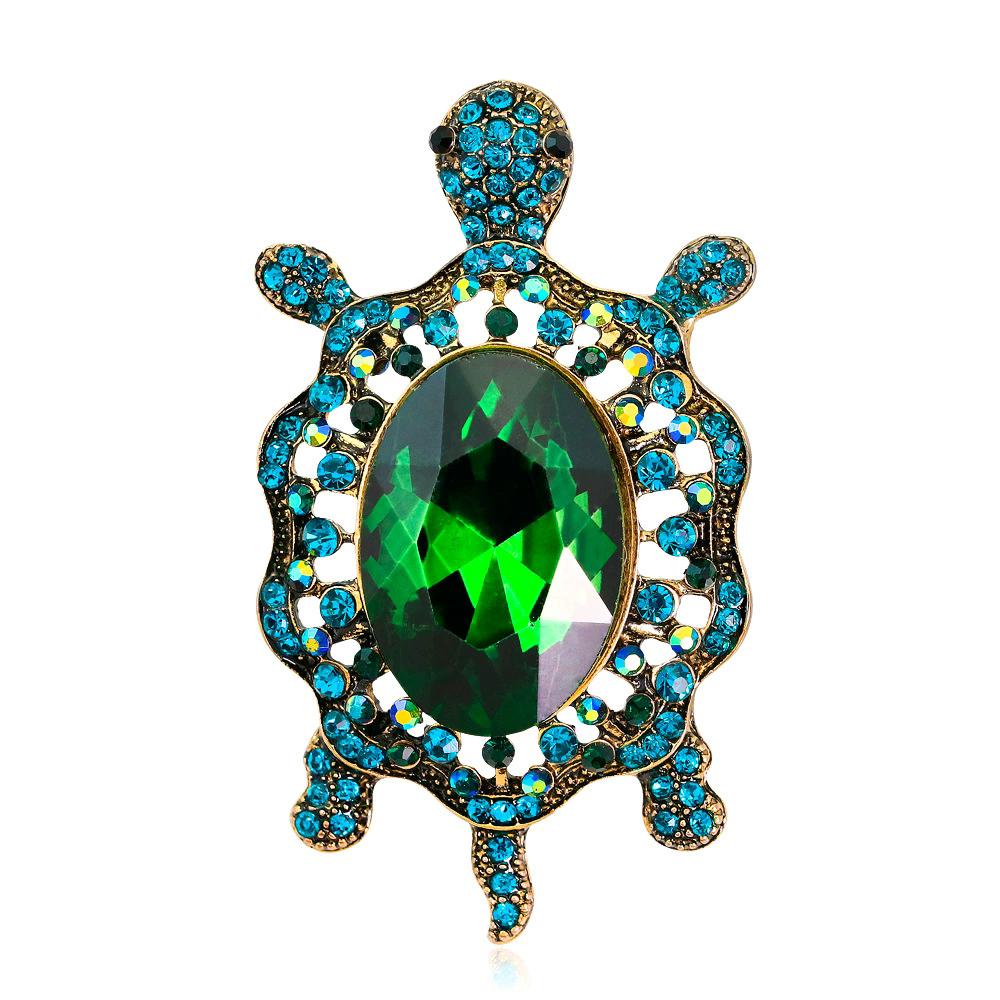 Vintage Rhinestone Cute Cartoon Turtle Brooch, Men's and Women's Clothing Accessories Brooch Pendant Party Jewelry Gifts