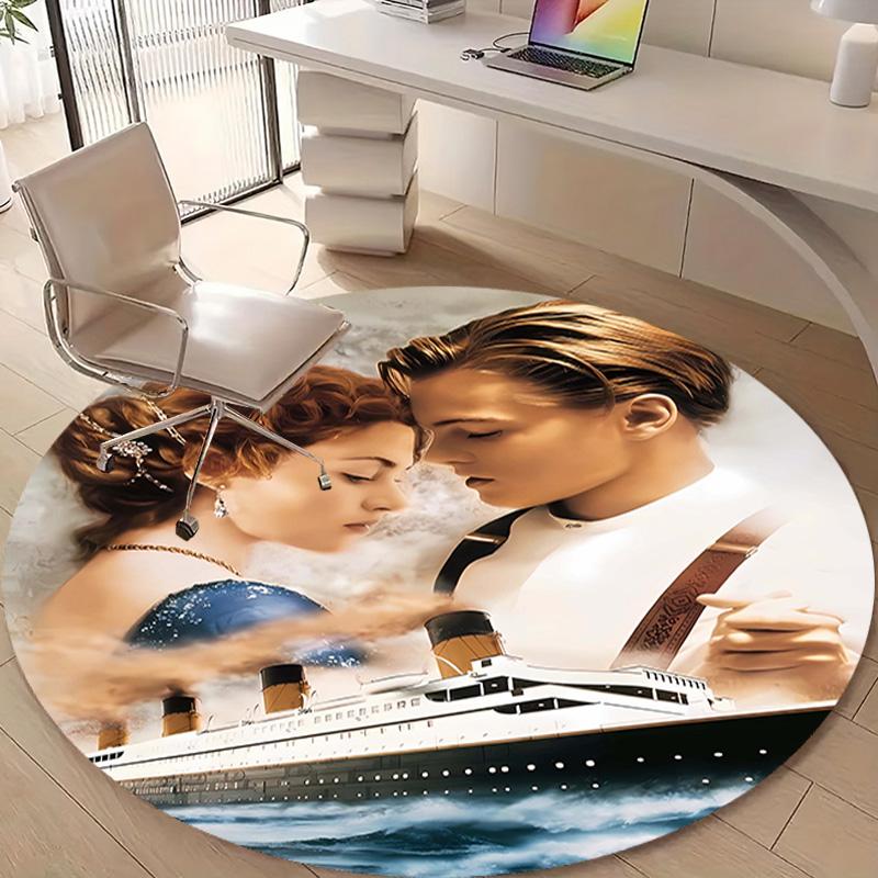 1pc Titanic1 Design Printed Area Round Carpet for Bedroom Living Room Home Decor Rugs Mat Non Slip Mat Rug for Bedside