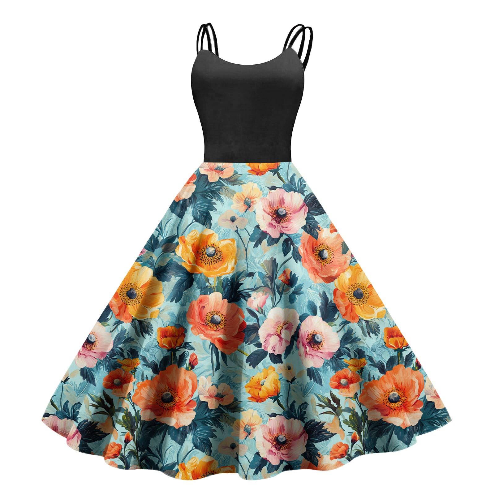 

Женское повседневное модное платье с принтом в стиле ретро с открытыми плечами в стиле панк в стиле ретро M