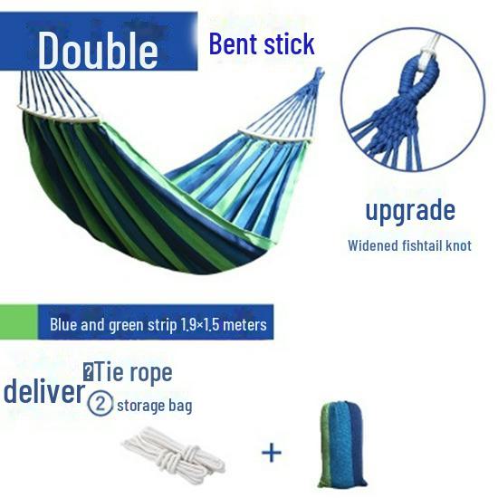 Hängemattenschaukel aus Segeltuch für den Außenbereich, Einzel-/Doppelhängematte, Überrollschutz, Polyester-Baumwolle, Farbstreifen-Design