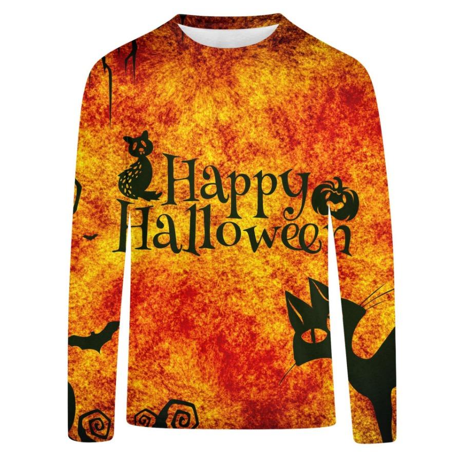 

Весна Осень Плюс Размер Мужская 3D Цифровой Печатный Топ Хэллоуин Ночь Длинные Рукава Футболка Мужская Повседневная Свободная Футболка 6XL