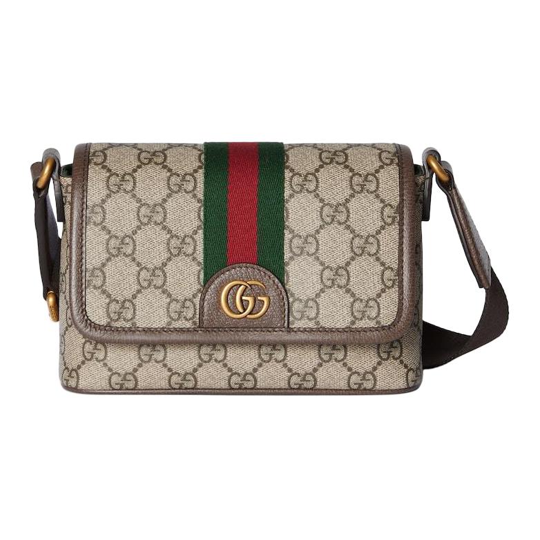 

Gucci GG Supreme Canvas Crossbody Bag with Red Green Web Stripe foe Men Vintage Style Daily Commute Travel 838599-FAEOF-9745 Basic Set (Bag+Dust Bag)