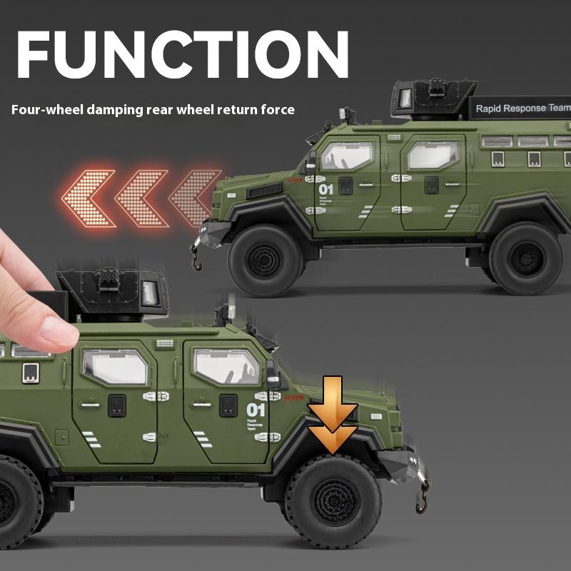 1/24 Scale Sword Toothed Tiger Explosion Proof Car Model Police Armored Off Road Vehicles Alloy Diecast Simulated Collectibles Present