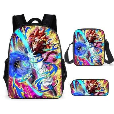 New animation cartoon dragon ball backpack, primary and secondary school schoolbag, satchel, shoulder bag, pencil case three-piece set