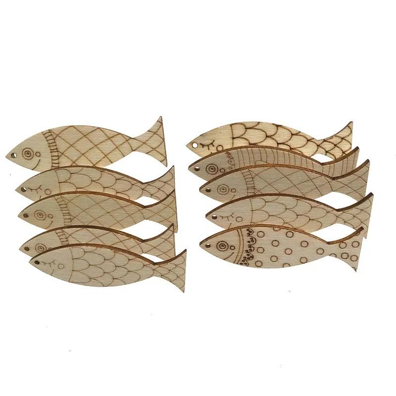 50 Stück 50mm Unbearbeitete Holzfischform Holzscheiben Holzmalerei Großhandel Bastelartikel für Kinder zum Bemalen für Bastelarbeiten DIY Heimdekoration
