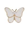 White Butterfly Brooch, Elegant Mother-of-Pearl Pearl Pin, Anti-Wardrobe Malfunction Corsage.