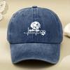 White Dog Head Cartoon Print Women's Washed Distressed Printed Hat Distressed Dad Hat Men's and Women's Retro Baseball Cap