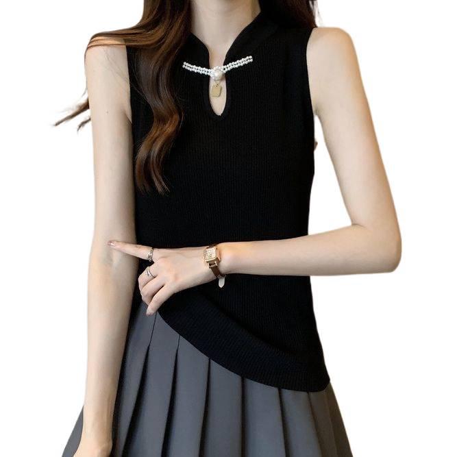 Loose & Slimming Plus Size Hollow Ice Silk Camisole for Women, New Chinese Style, Sleeveless