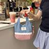 Portable INS Sweet Lace Handbag Denim Plaid Canvas Tote Bags Commuting Bags