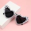 1pc pearl peach heart sunglasses heart-shaped personality versatile high-quality and fashionable women's sunglasses