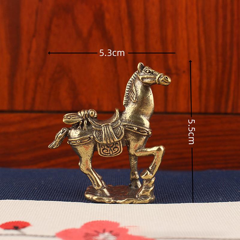 Statue de Cheval en Laiton Vintage Ornement de Bureau Décoration Artisanat Métallique Créatif Décorations pour la Maison Statue du Cheval du Zodiaque Stéréoscopique