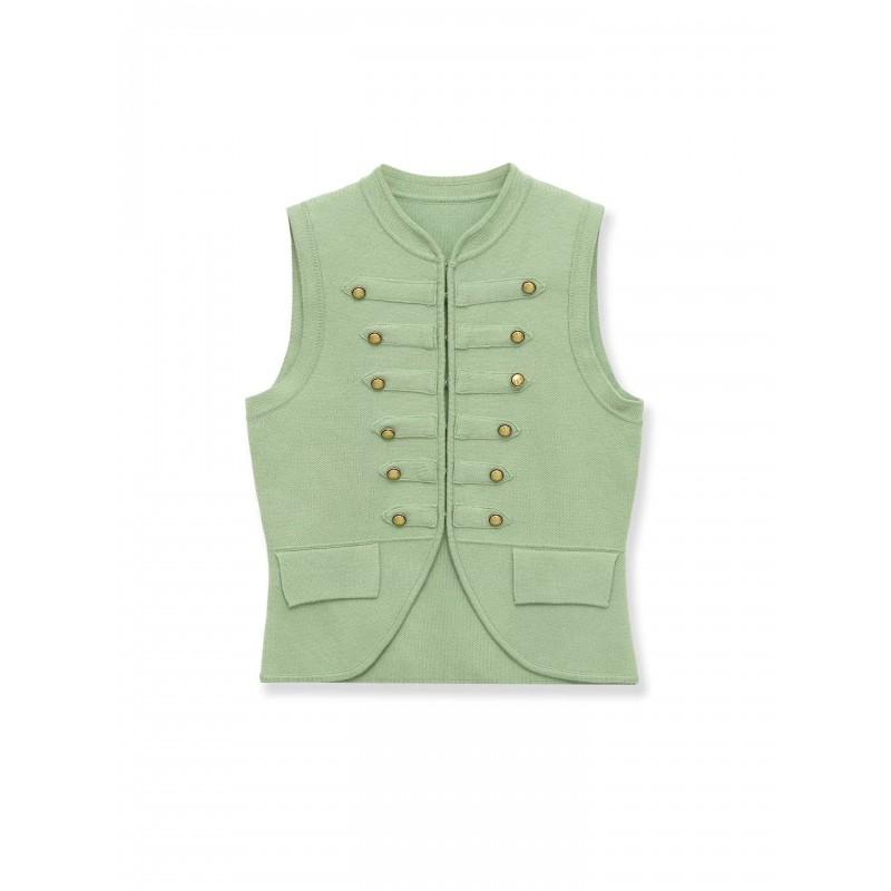 Womens 2026 Chinese Style Button Vest Fresh Layering Waistcoat